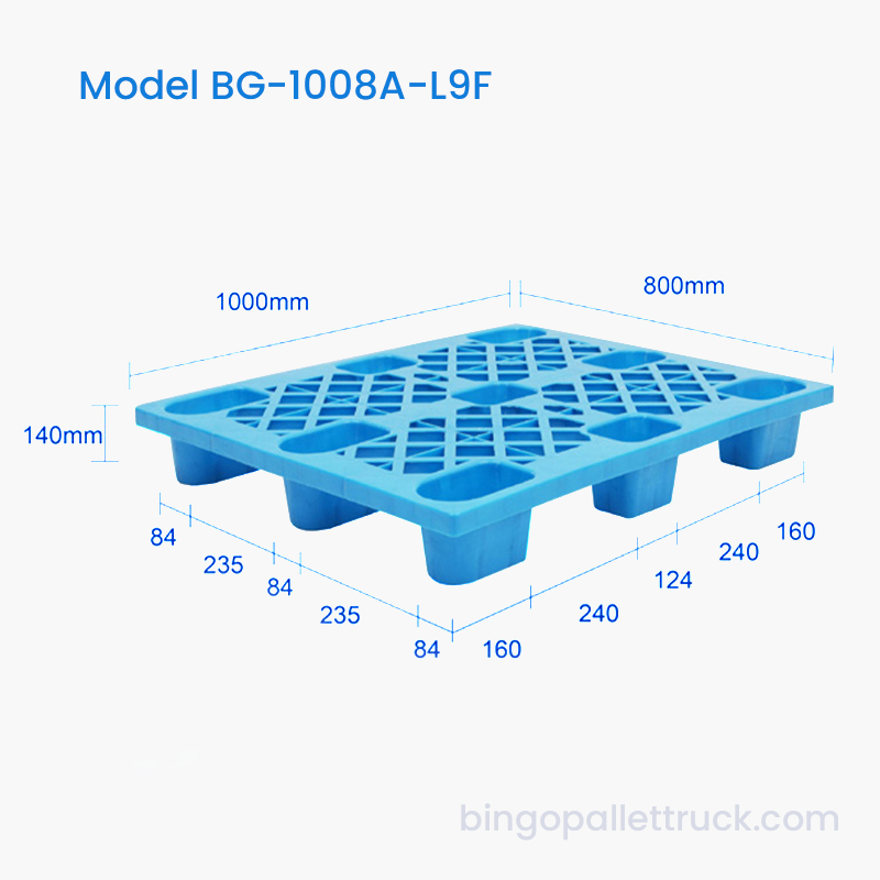 1000×800 mm 4-veis inngangslysnett ni-fots HDPE plastpall