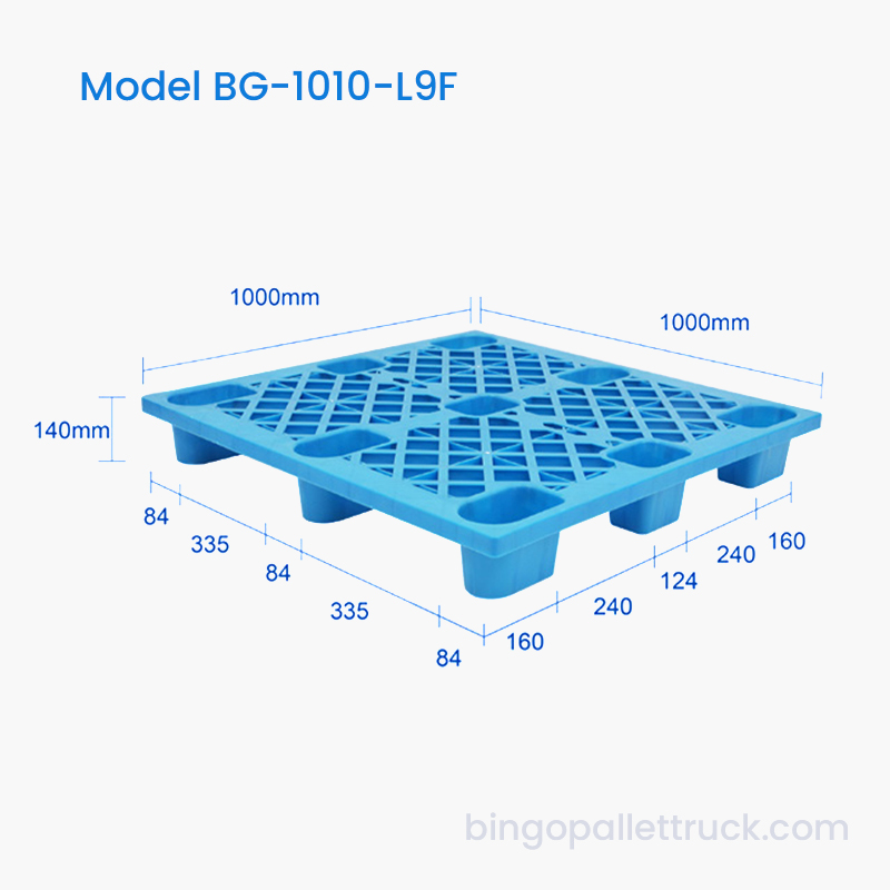 1000x1000 mm HDPE lettvekts plastpall 4-veis inngang for gaffeltruck