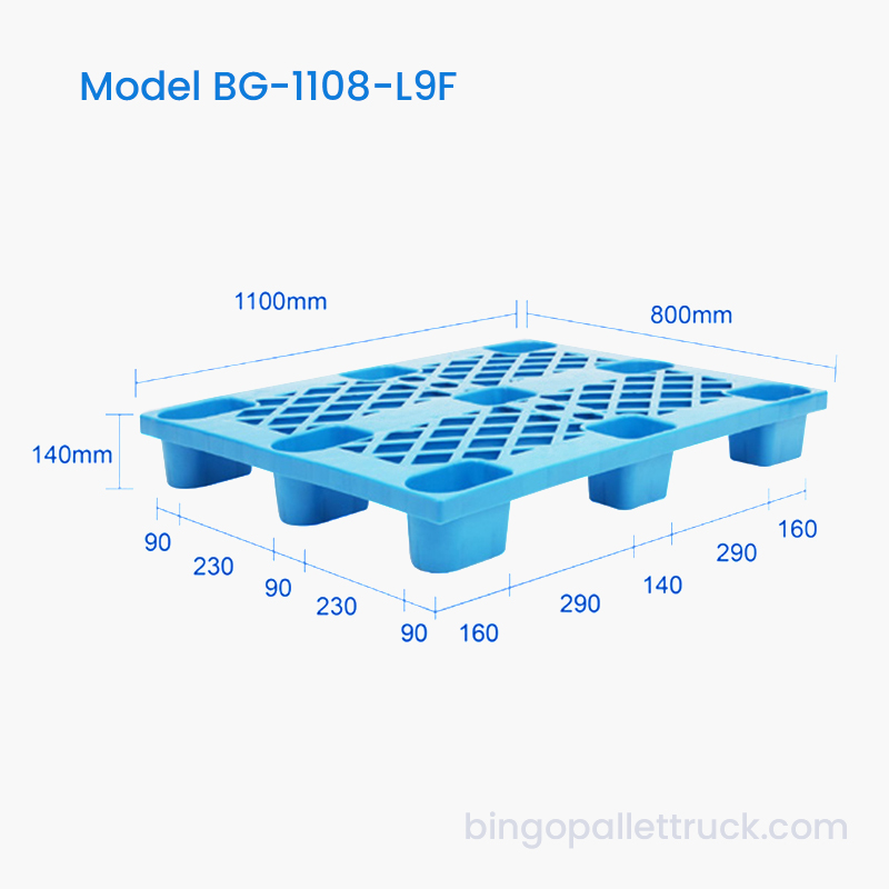 1100 x 800 mm Lettbruks plastpall med 4-veis inngang for pallejack