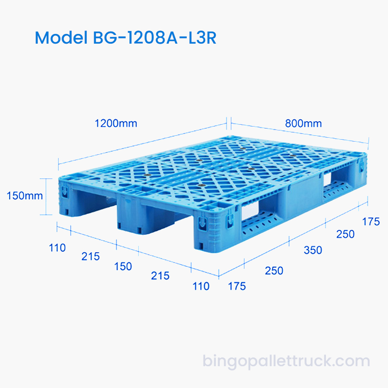 1200x800mm Light Duty 3 Runner plastpall