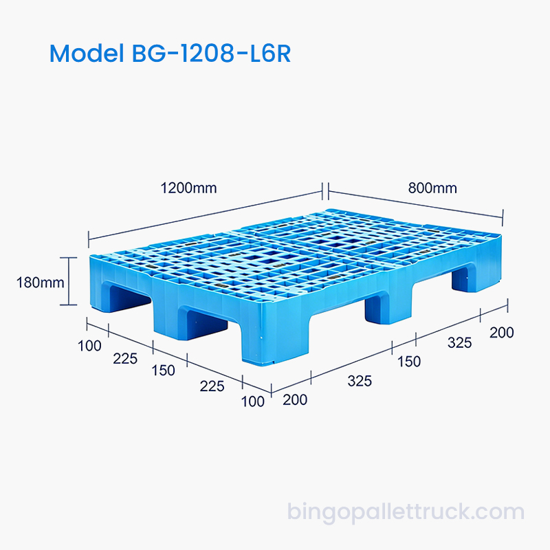 1200x800mm forsterket seksløper plastpall for lager