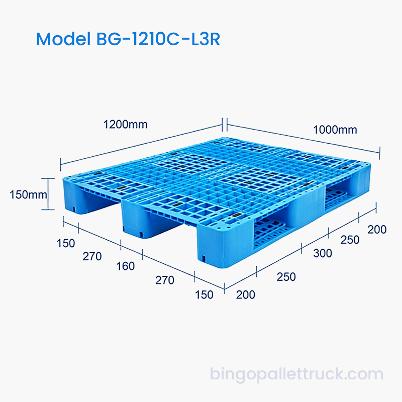 1200x1000 mm plastpall med forsterkede løpere for tunge lette belastninger