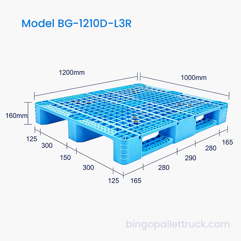 1200x1000mm 3 Runner Stålforsterket plastpall