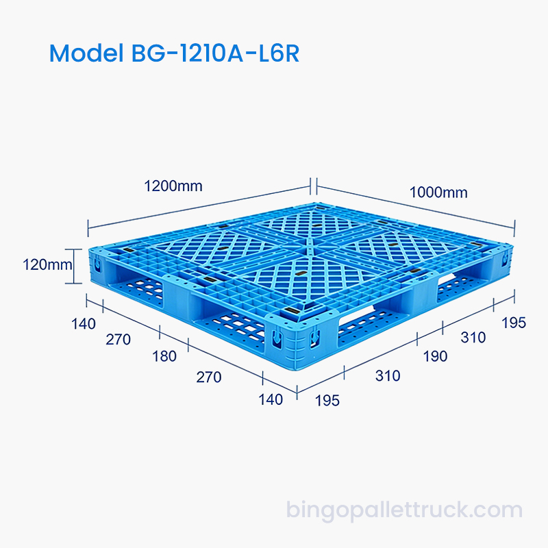 1200x1000 mm plastpall med seks løpere for logistikkbruk