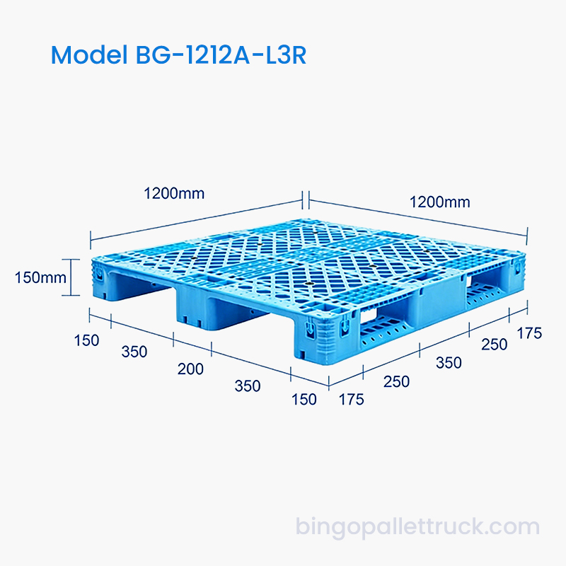 Kostnadseffektiv 1200x1200 mm 3-løpspall med stålstenger og pålitelig lastekapasitet