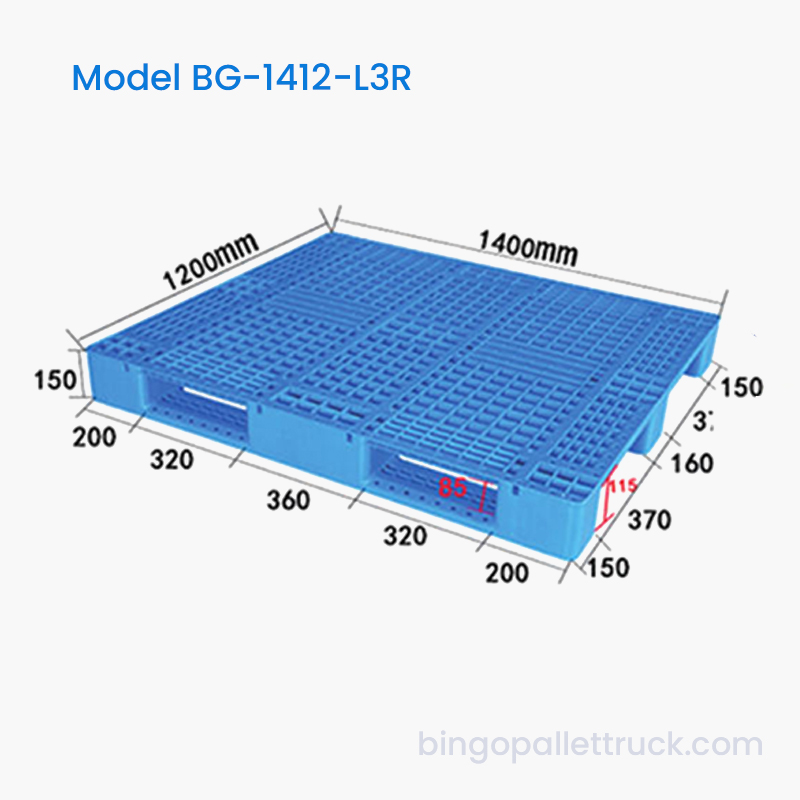 Lett bruk 1400x1200 mm pall med 1000 kg dynamisk kapasitet for distribusjon