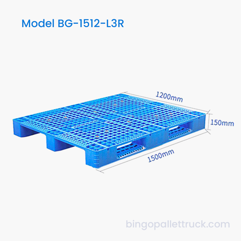 1500×1200 mm 3-løpers HDPE plastpall for lager og logistikk
