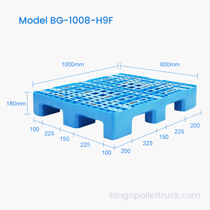 Høykapasitets 1000x800 mm kraftig plastpall for industriell logistikk