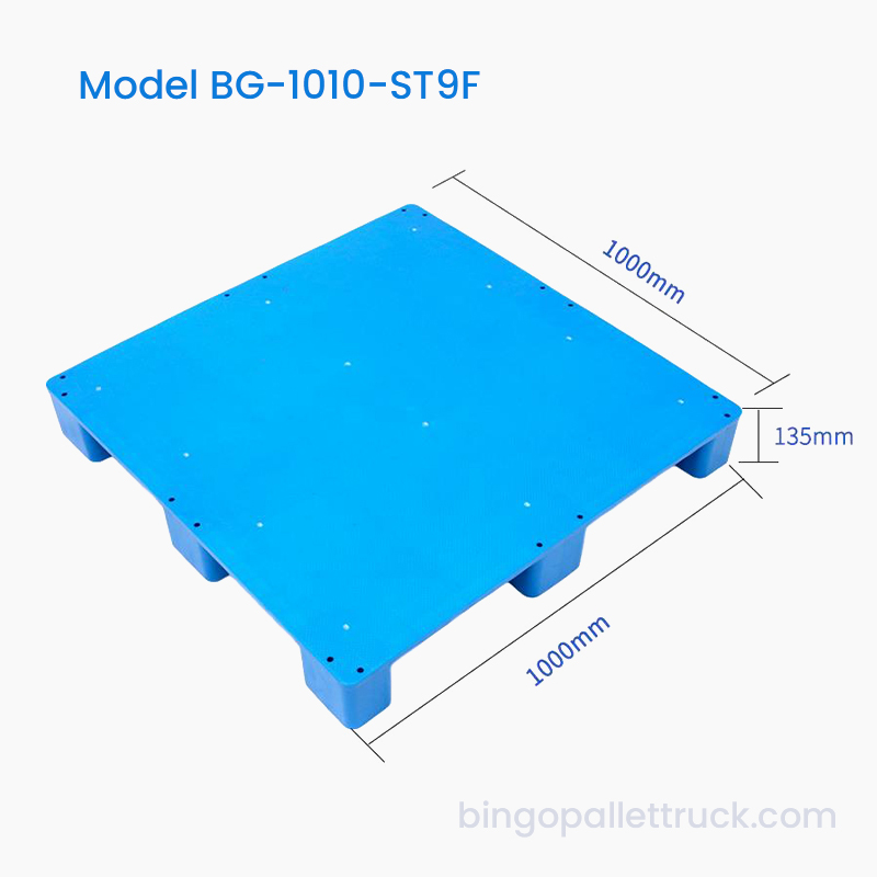 1000x1000mm Flat Topp 9 Ben HDPE plastpall
