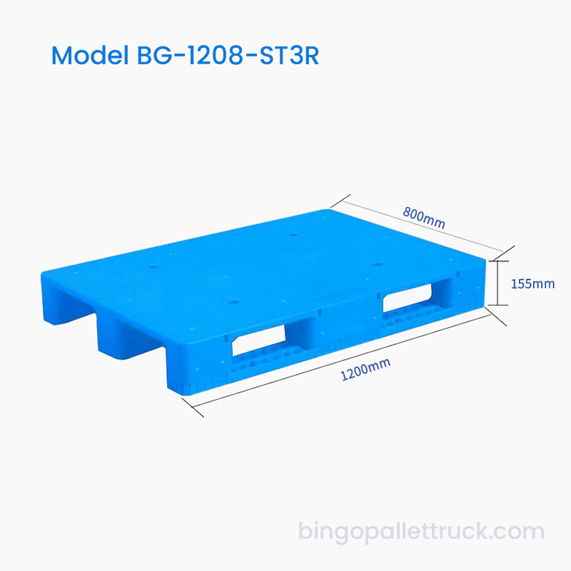 1200×800mm Solid Top 3 Runners Plastpall for lager