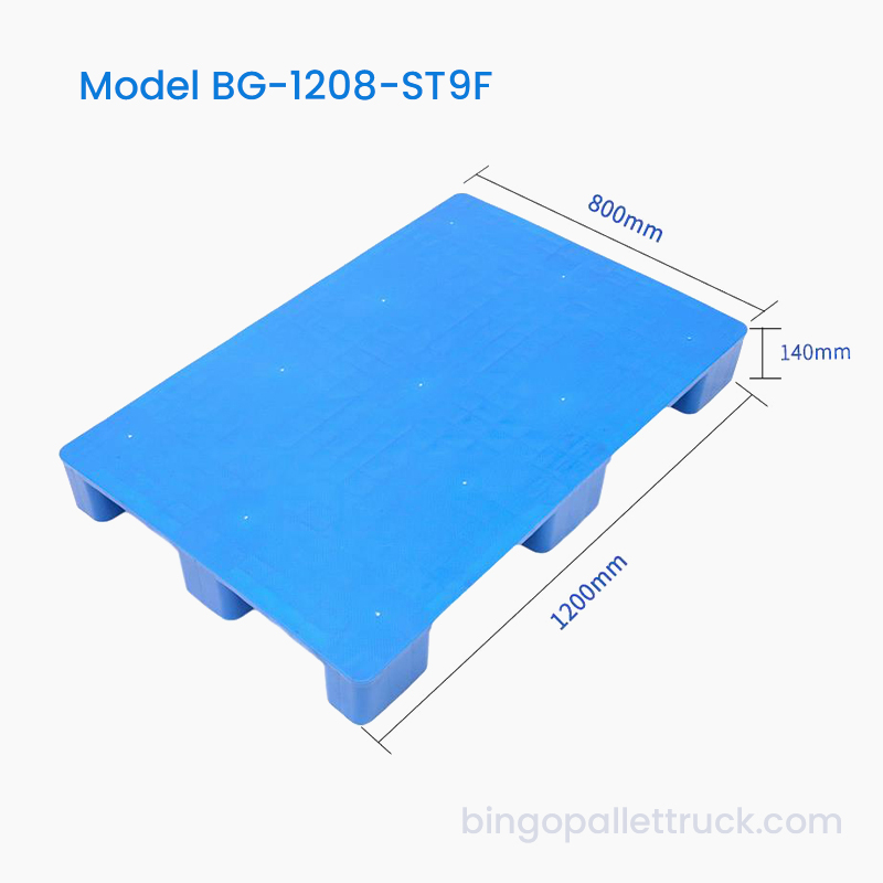 Resirkulerbar 1200x800 mm solid topp 9-bens plastpall for logistikk