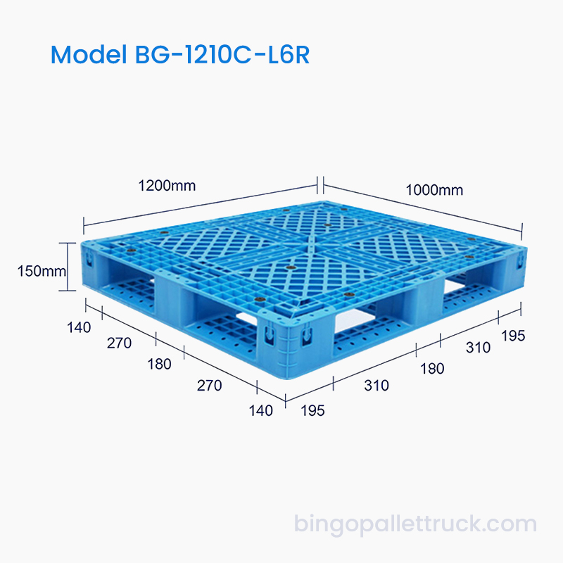 Six Runner 1200x1000mm plastpall kompatibel med gaffeltrucker