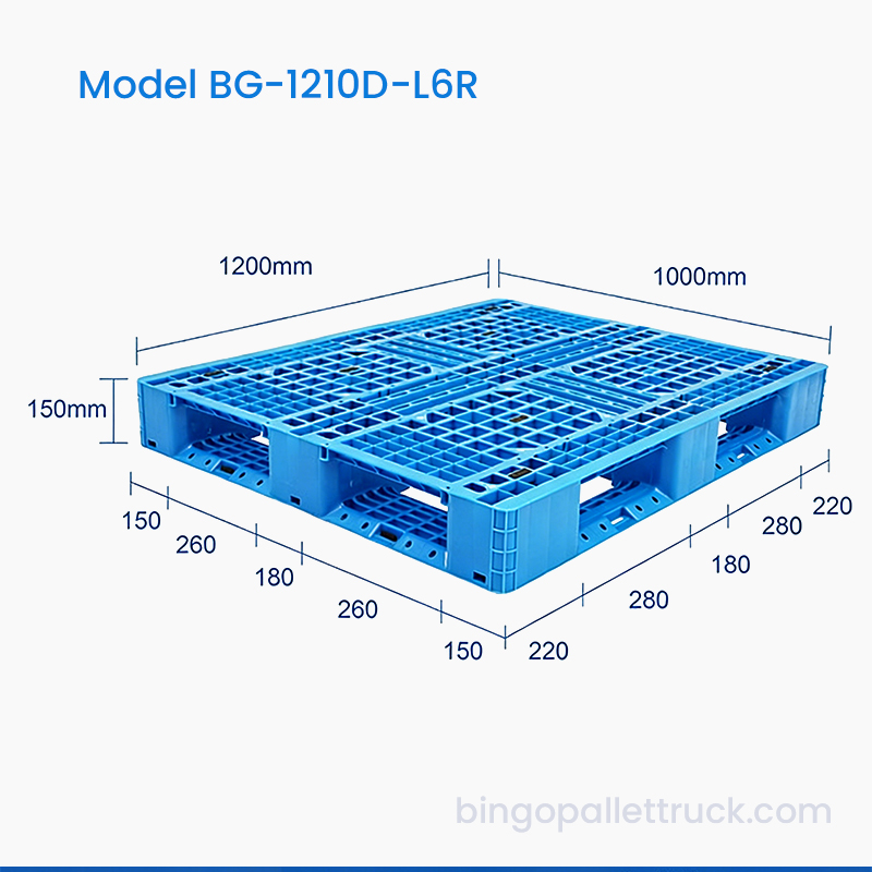 1200x1000mm Six Runner Light Duty plastpall for lager