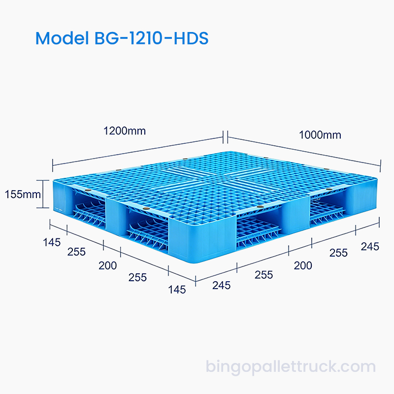 1200x1000mm dobbeltsidig plastpall for tung logistikk