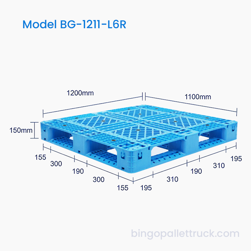 Miljøvennlig resirkulerbar 1200x1100 mm plastpall for bærekraftig logistikk