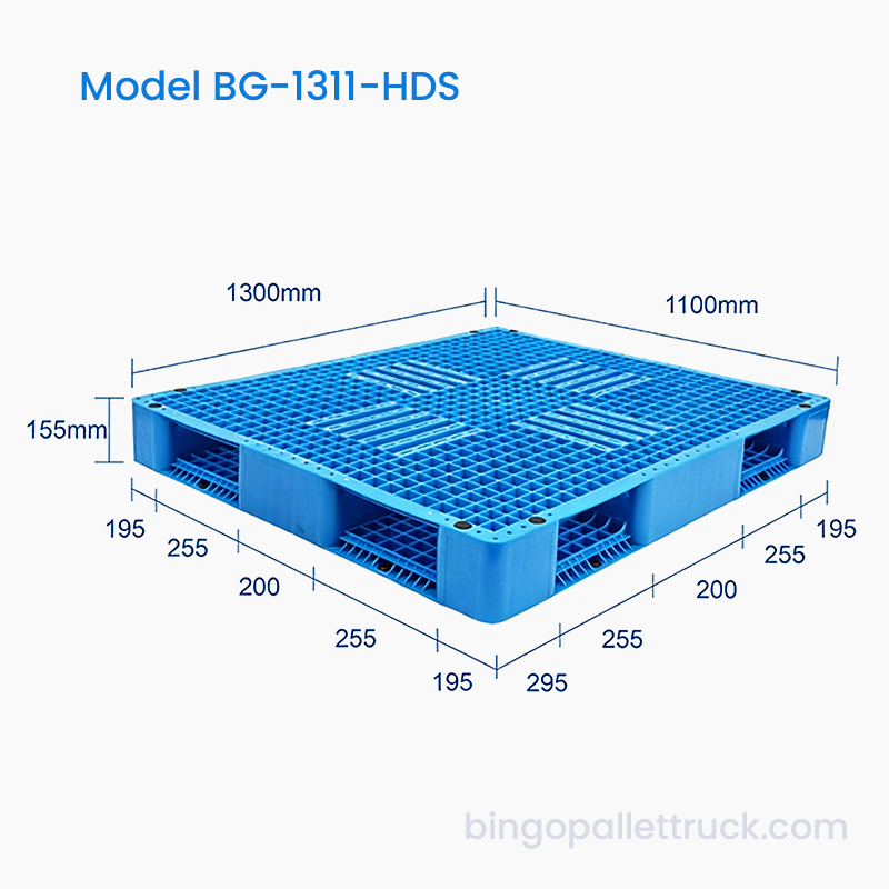 1300x1100mm Dobbeltsidig plastpall til lager