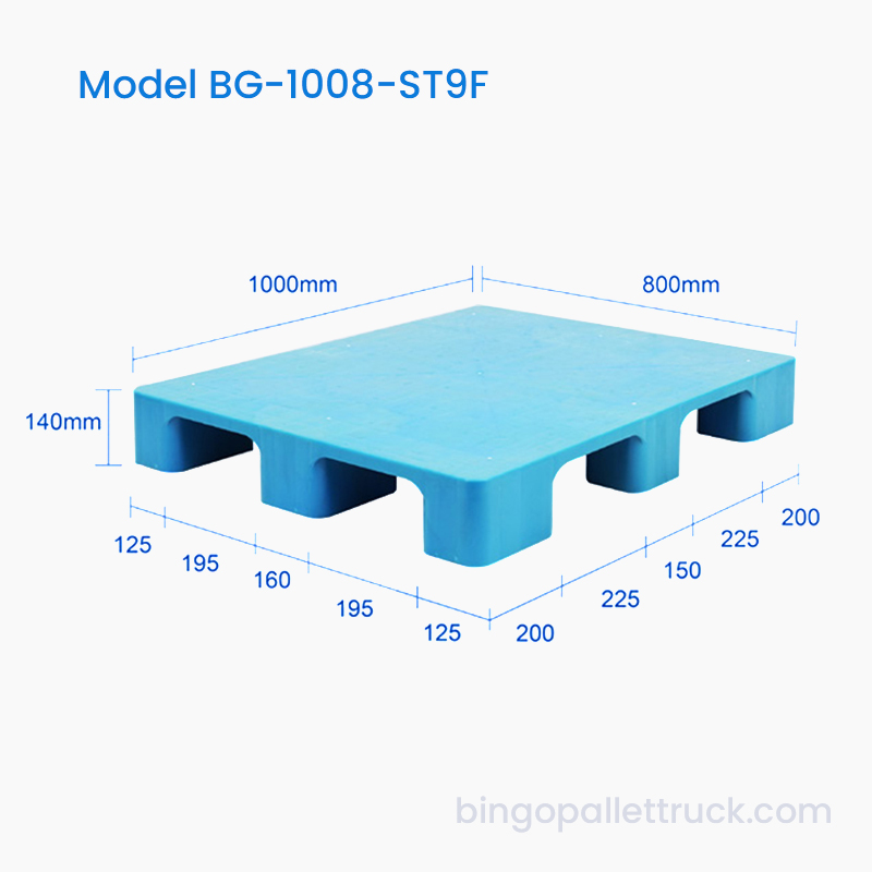 1000×800 mm Lett, solid topp ni fots plastpall