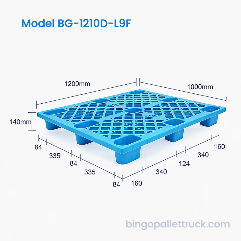 1200x1000mm plastpall med anti-skli gitteroverflate for logistikk