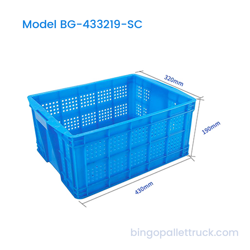 22L HDPE stablebar plastkasse med forsterket rund hullstruktur