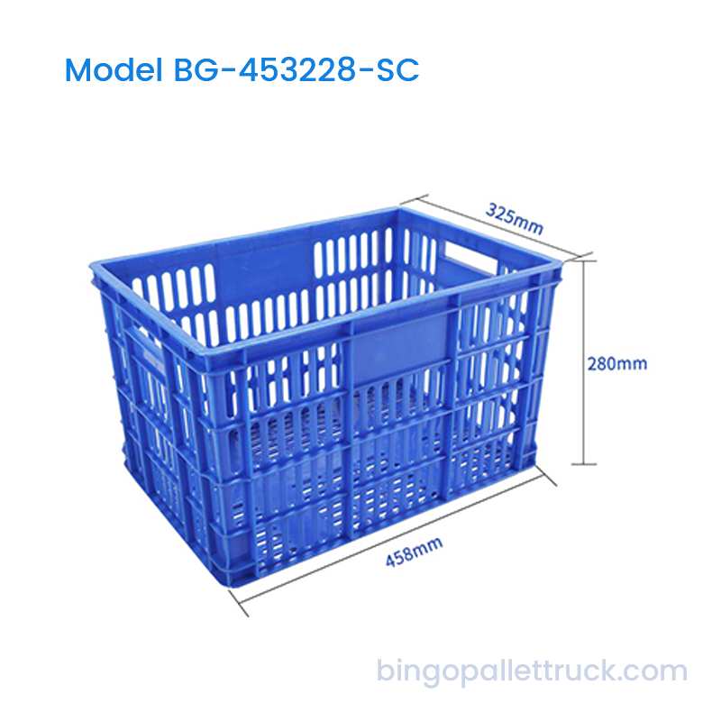 33L industriell plast stablebar kasse HDPE oppbevaringskurv